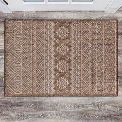 World Rug Gallery Distressed Geometric Bohemian Textured Flat Weave Indoor/Outdoor Area Rug