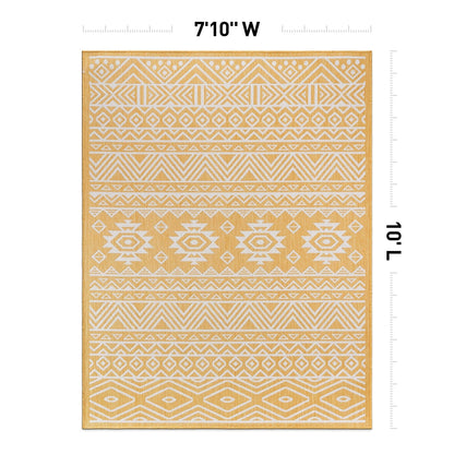 World Rug Gallery Distressed Geometric Bohemian Textured Flat Weave Indoor/Outdoor Area Rug