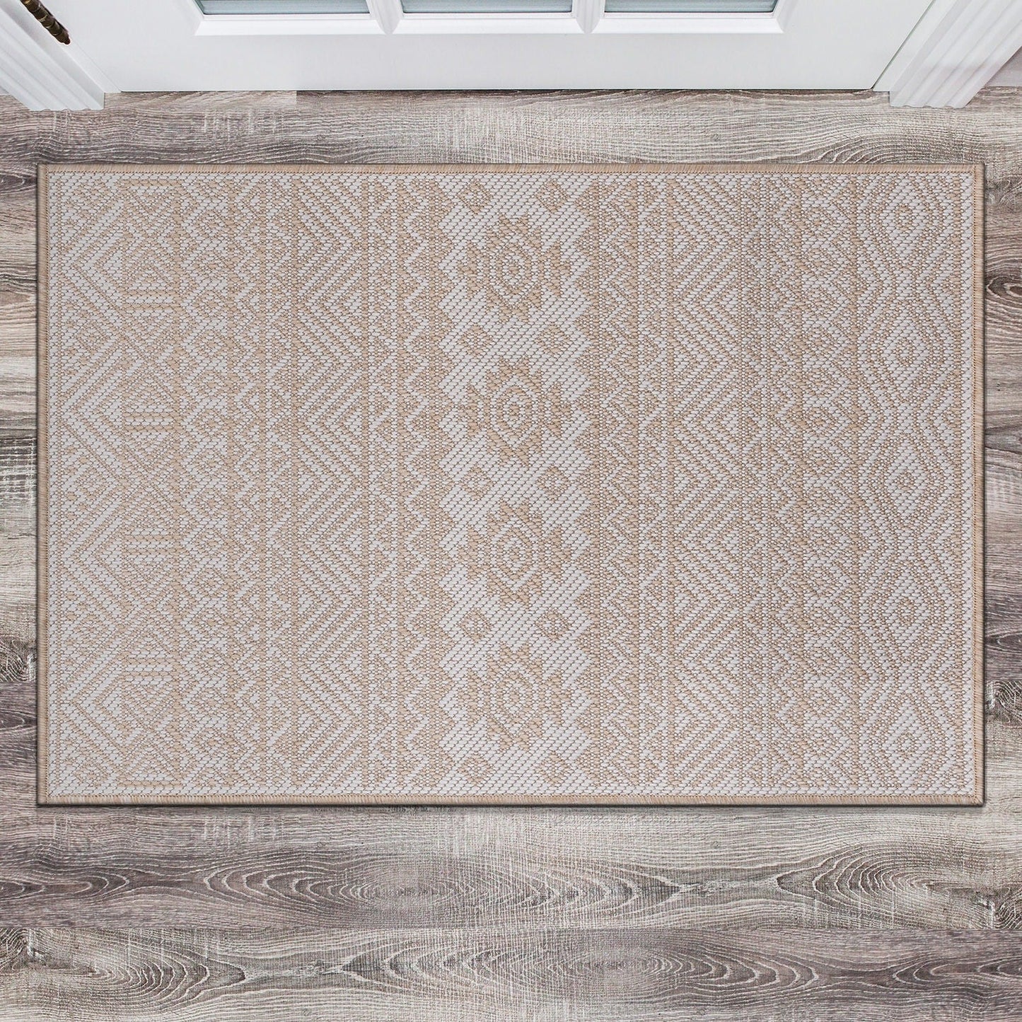 World Rug Gallery Distressed Geometric Bohemian Textured Flat Weave Indoor/Outdoor Area Rug