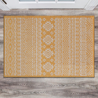 World Rug Gallery Distressed Geometric Bohemian Textured Flat Weave Indoor/Outdoor Area Rug