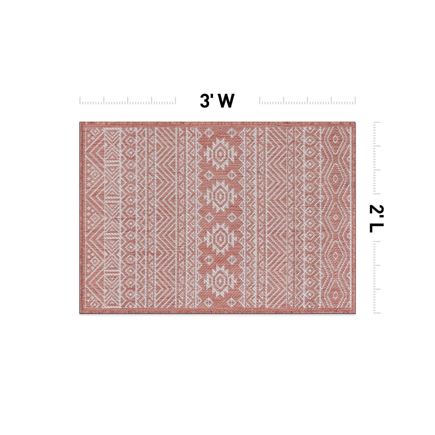 World Rug Gallery Distressed Geometric Bohemian Textured Flat Weave Indoor/Outdoor Area Rug