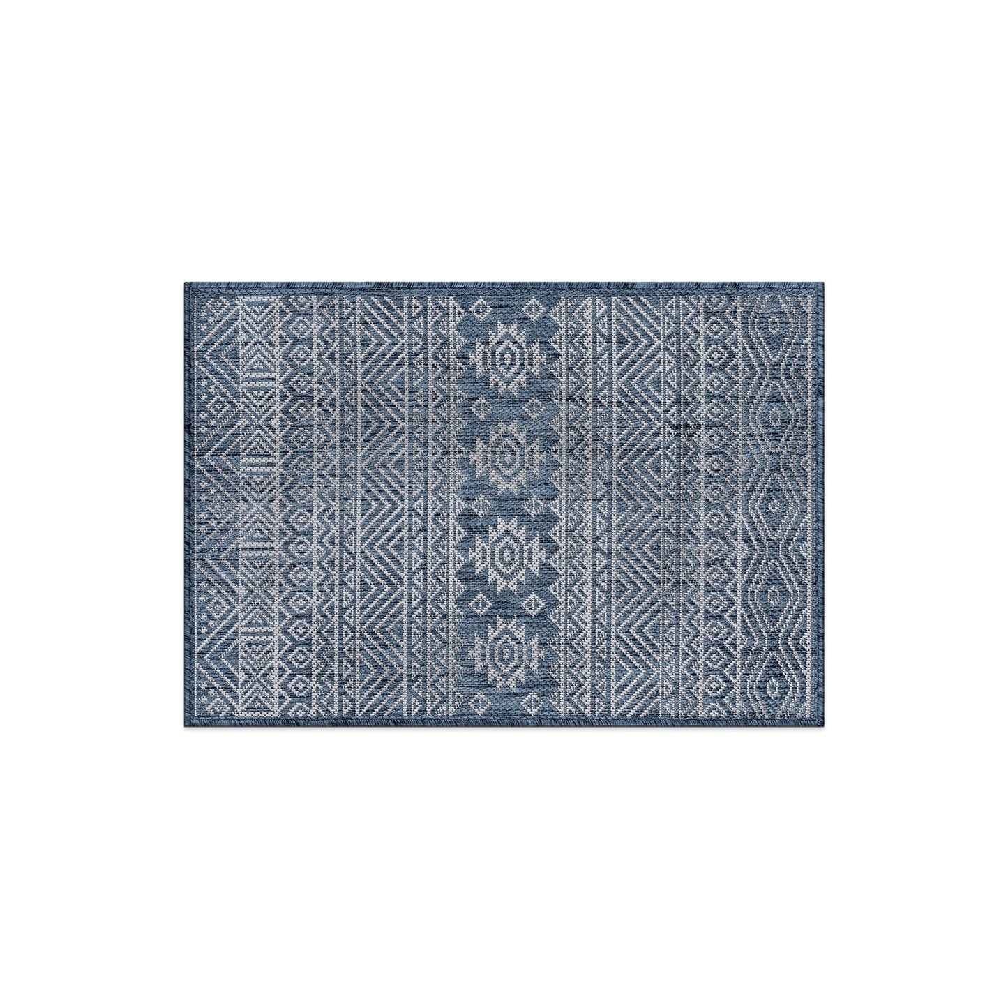 World Rug Gallery Distressed Geometric Bohemian Textured Flat Weave Indoor/Outdoor Area Rug
