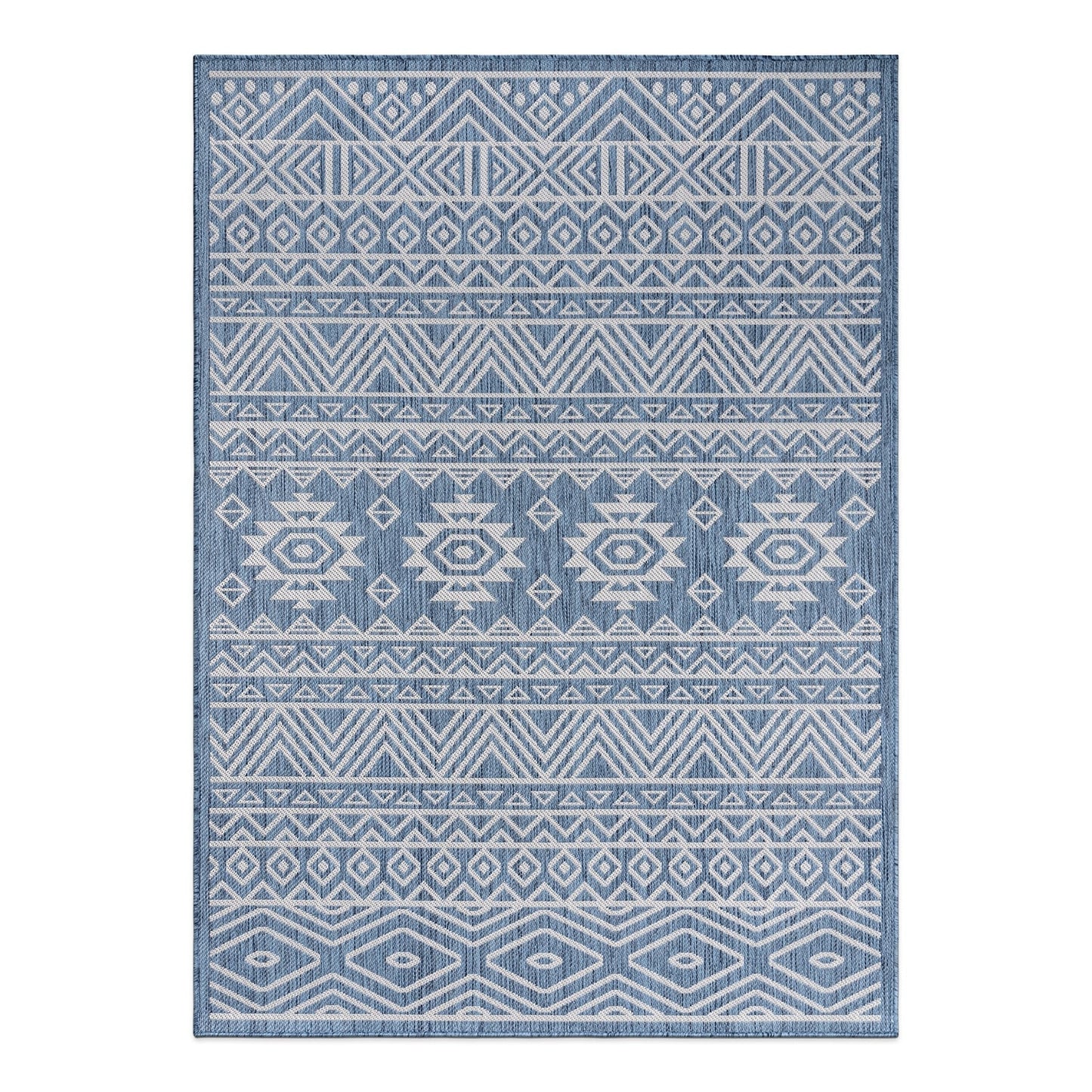World Rug Gallery Distressed Geometric Bohemian Textured Flat Weave Indoor/Outdoor Area Rug