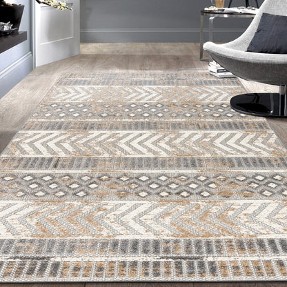 World Rug Gallery Distressed Geometric Indoor/Outdoor Area Rug