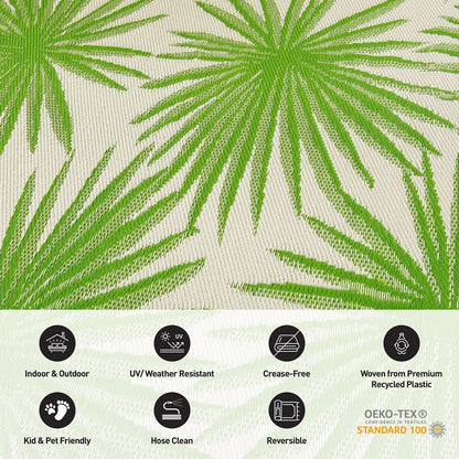 World Rug Gallery Floral Tropical Reversible Recycled Plastic Outdoor Rugs