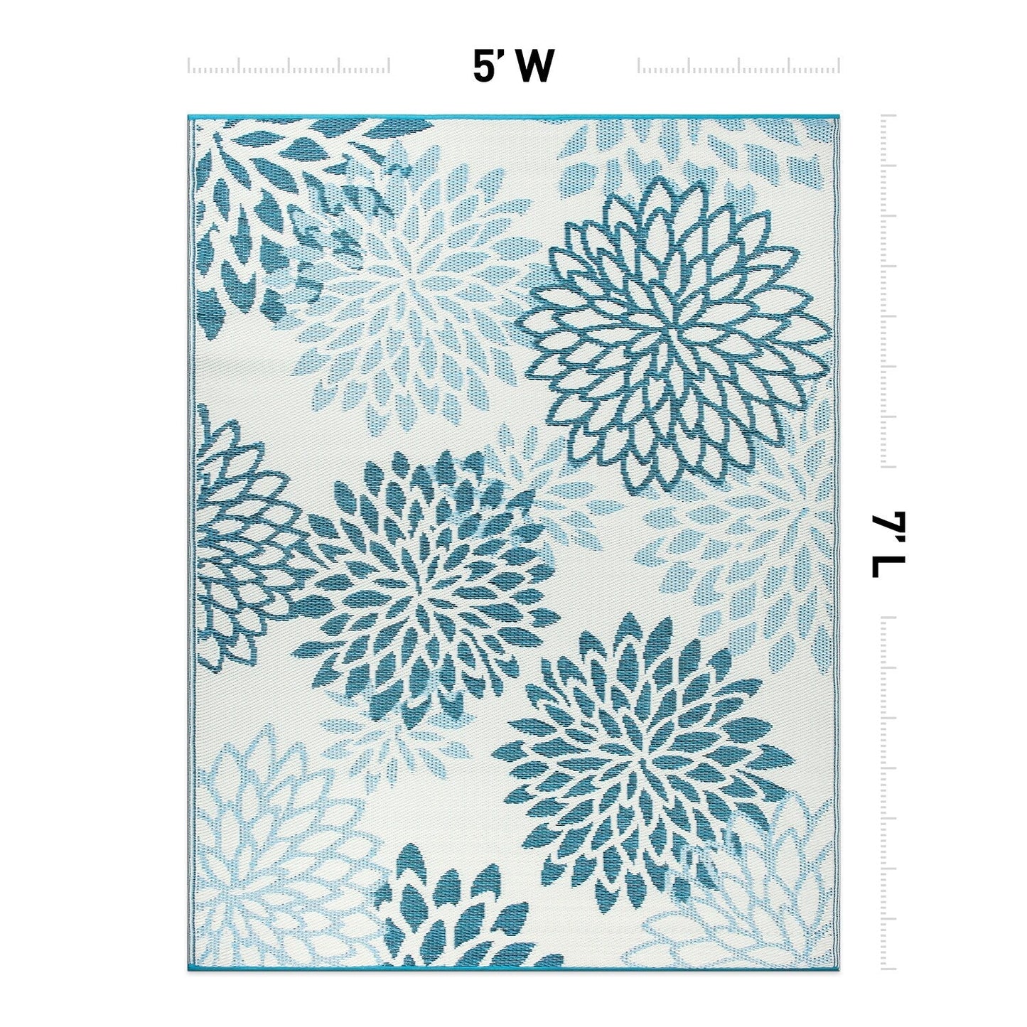 World Rug Gallery Modern Floral Aloha Reversible Recycled Plastic Outdoor Rugs