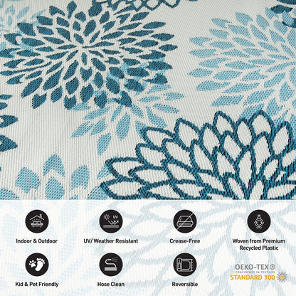 World Rug Gallery Modern Floral Aloha Reversible Recycled Plastic Outdoor Rugs