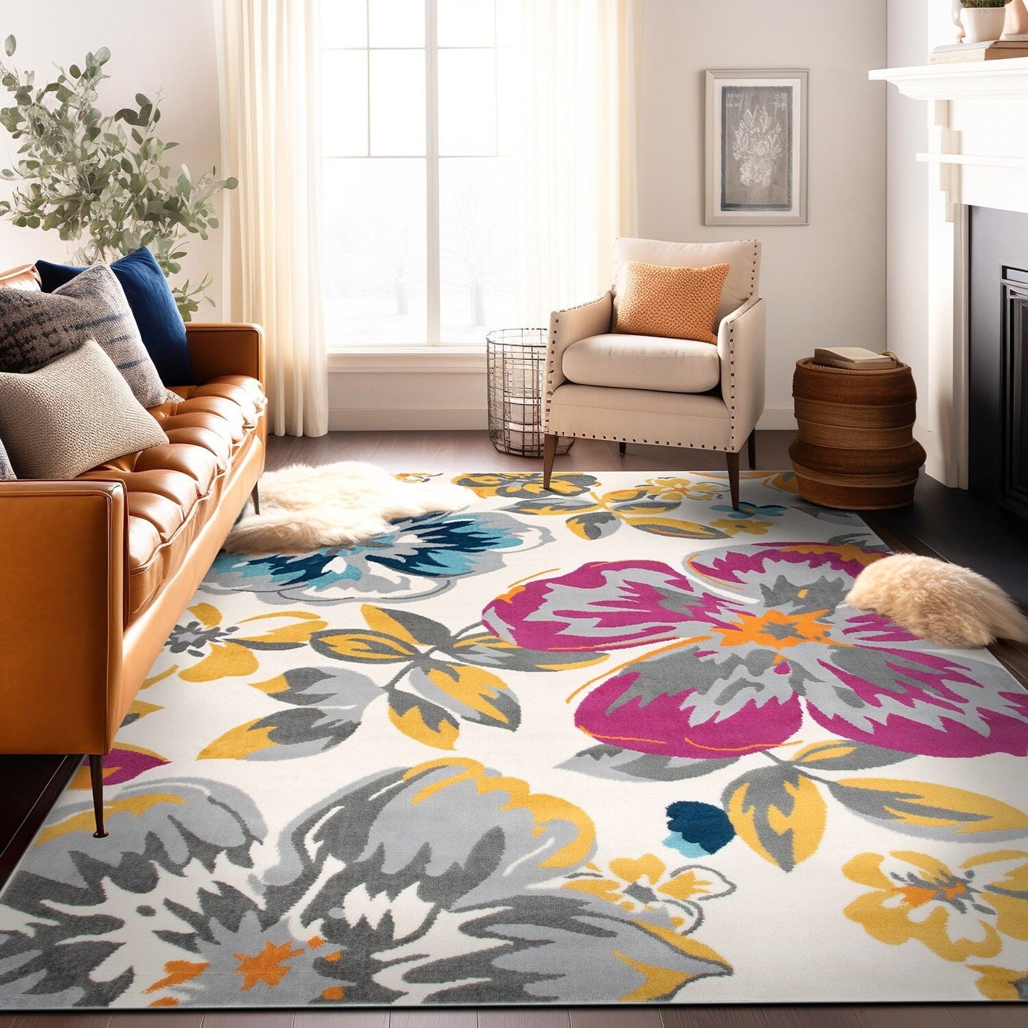 World Rug Gallery Modern Floral Design Area Rug