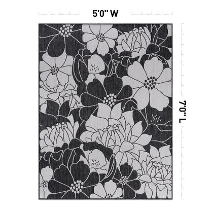 World Rug Gallery Modern Floral Flowers Textured Flat Weave Indoor/Outdoor Area Rug
