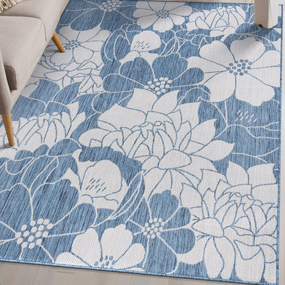 World Rug Gallery Modern Floral Flowers Textured Flat Weave Indoor/Outdoor Area Rug