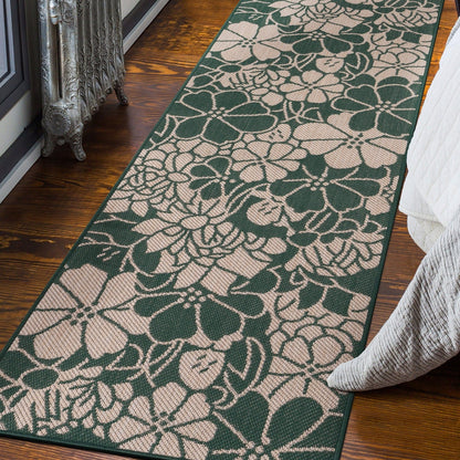 World Rug Gallery Modern Floral Flowers Textured Flat Weave Indoor/Outdoor Area Rug