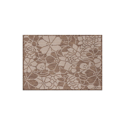 World Rug Gallery Modern Floral Flowers Textured Flat Weave Indoor/Outdoor Area Rug