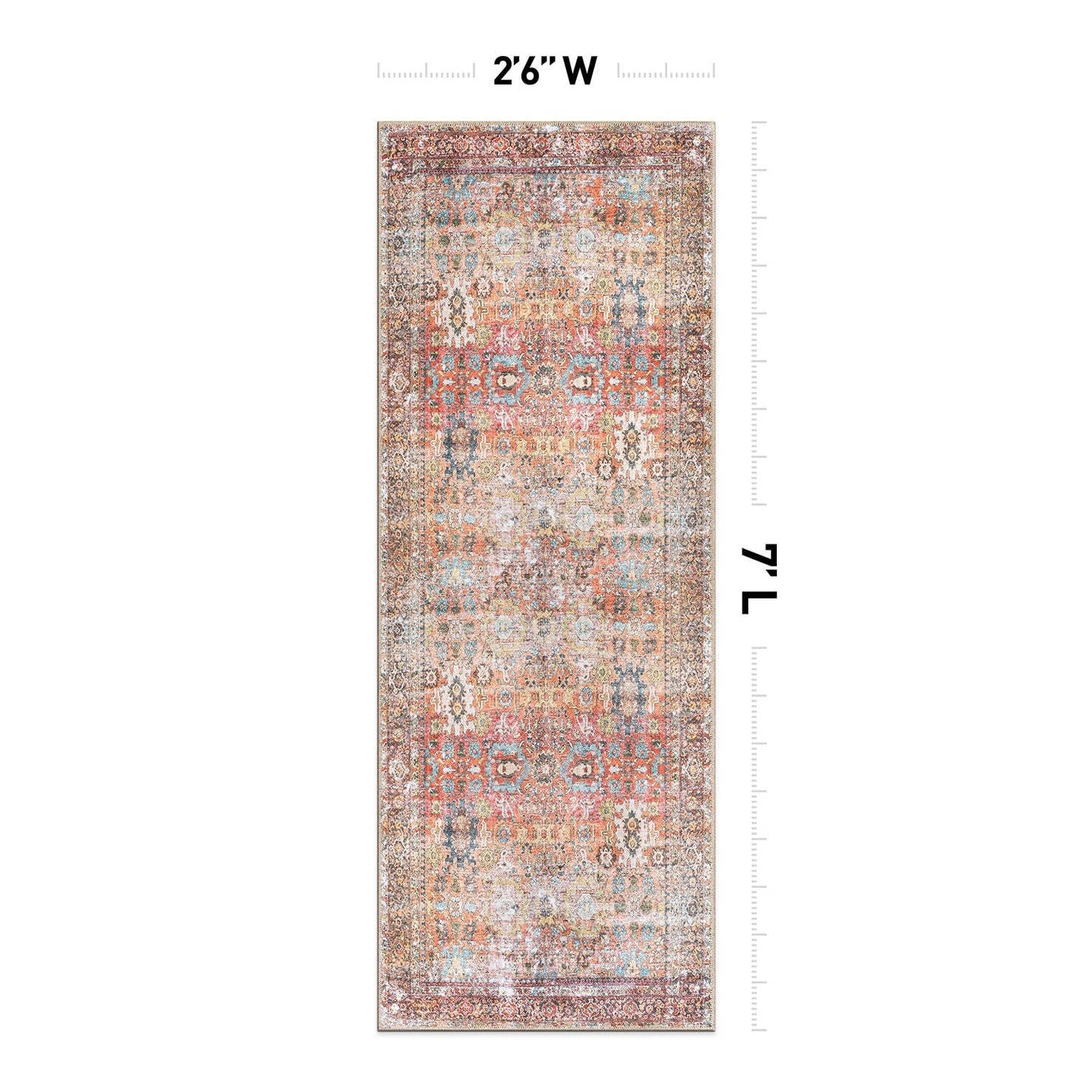 World Rug Gallery Transitional Distressed Machine Washable Non Slip Area Rug