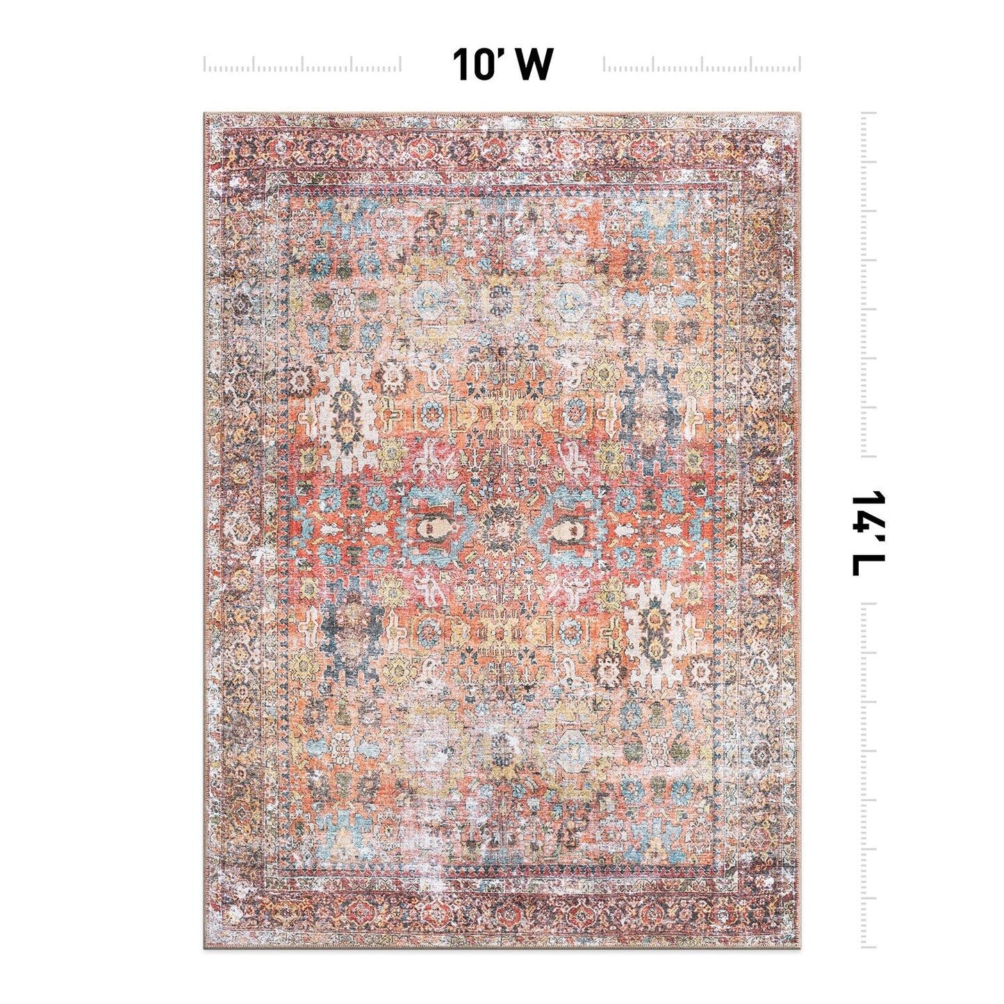 World Rug Gallery Transitional Distressed Machine Washable Non Slip Area Rug