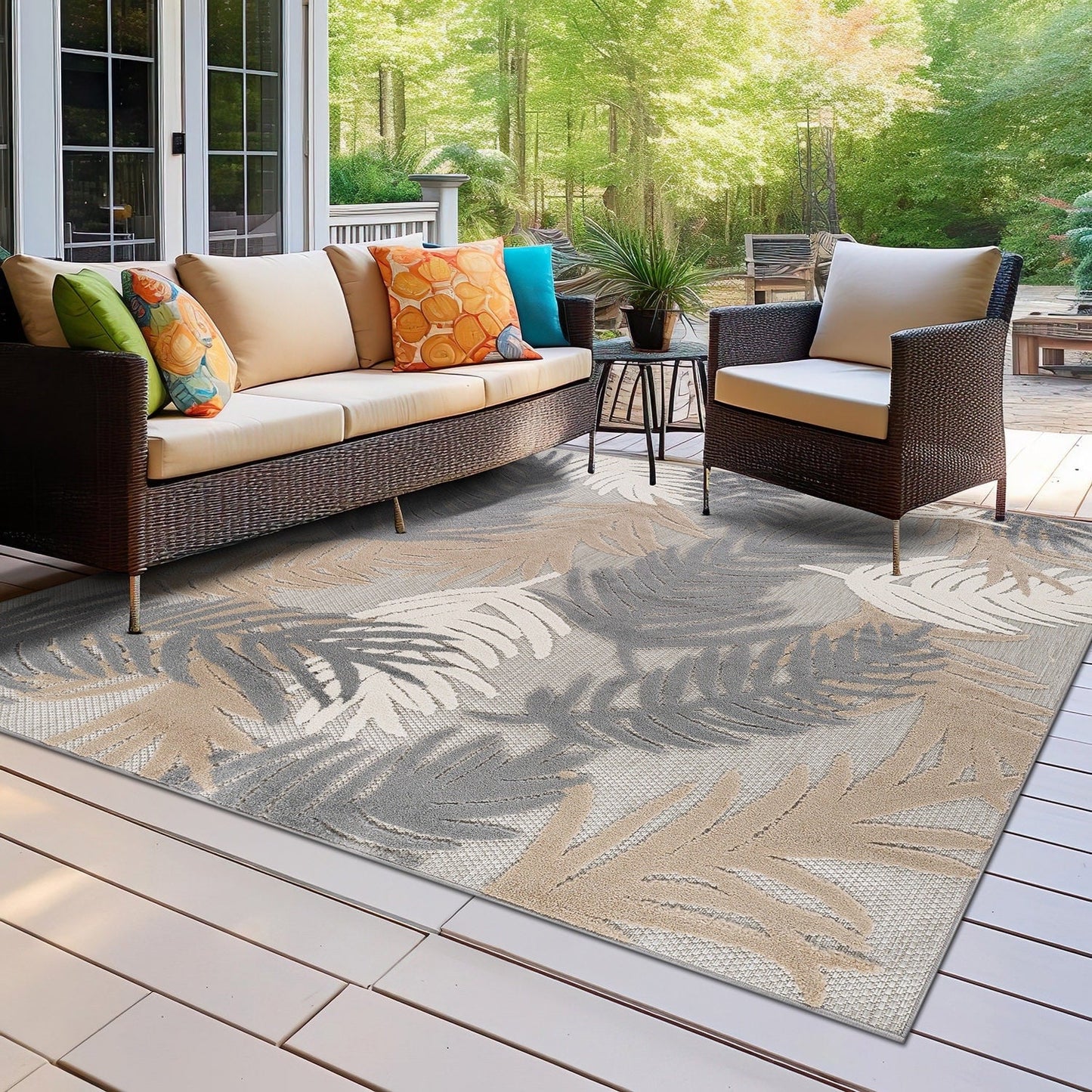 World Rug Gallery Tropical Floral Modern Indoor/Outdoor Area Rug